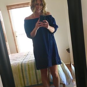 J. Crew eyelit sundress (M) navy blue